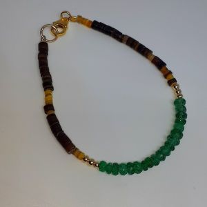 Emerald/ river shell 24 k gold bracelet